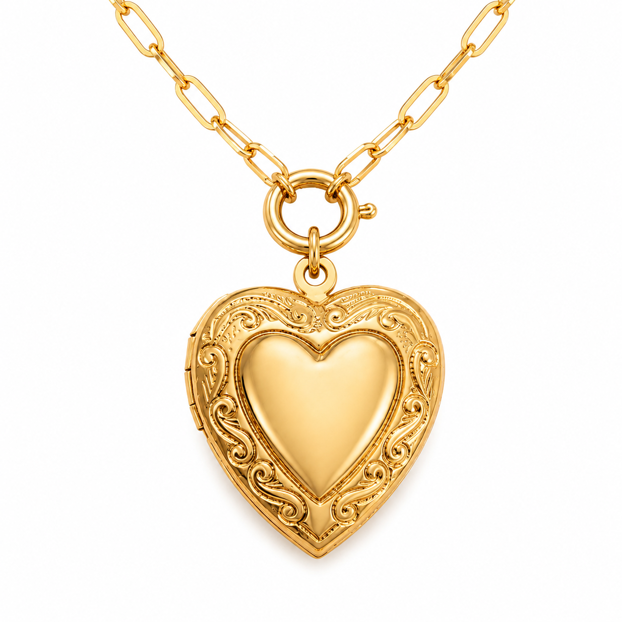 Golden Heart Madalyon Kolye